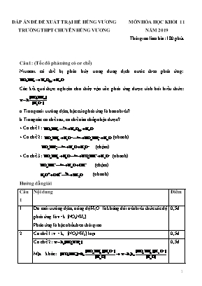 Đáp án đề thi đề xuất trại hè Hùng Vương môn Hóa học Lớp 11 năm 2019 - Trường THPT chuyên Hùng Vương